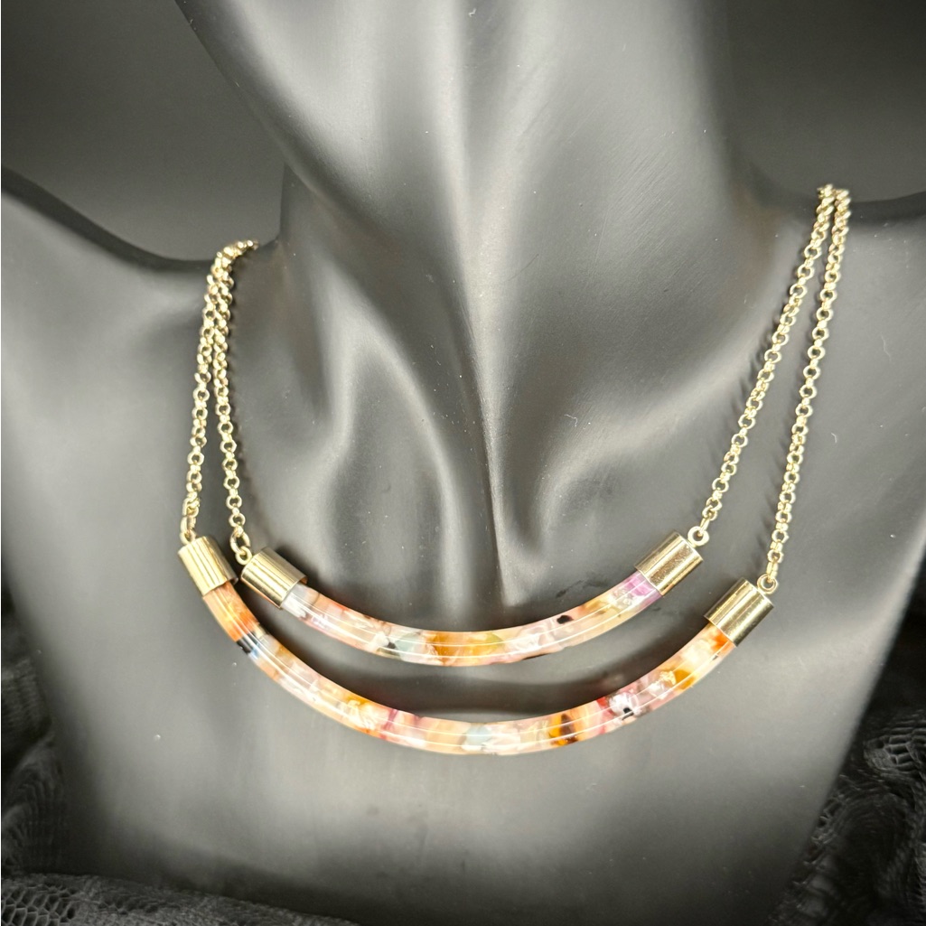 Ann Taylor Factory Elegant Gold Necklace With Colorful Accents